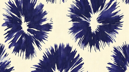 Poster - Abstract floral pattern in navy blue on a light background.