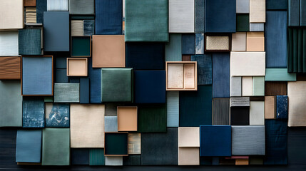 Wall Mural - A collage of fabric swatches in various colors and textures.