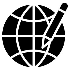 Poster - Globe and Pen icon vector image. Can be used for Press Freedom Day.