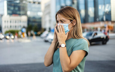 covid, safety and healthcare with a woman in a mask during the virus outbreak living a new normal li