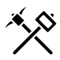 Canvas Print - Pickaxe and Hammer icon vector image. Can be used for Mining And Crafting.