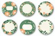 © Anamul Haque Anik - Six round green and orange floral labels.