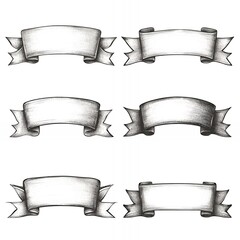 Wall Mural - Six hand-drawn pencil sketch banners, perfect for adding text.