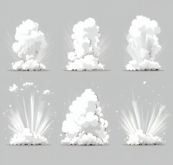 Canvas Print - A set of cartoon explosion graphics in various stages of the blast.