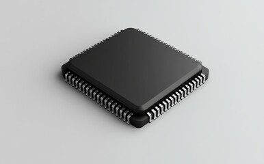 Poster - Computer chip or microchip rendered in 3D.