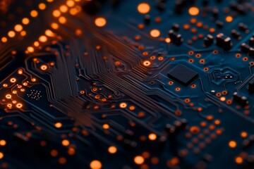Poster - Stock image of a CPU chip on a computer motherboard.