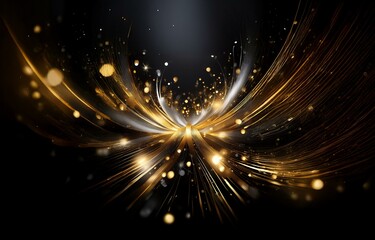 Aufkleber - Abstract background with golden and white lines and blurred lights.