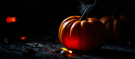 Canvas Print - glowing pumpkin the dark