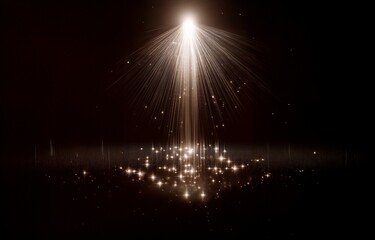 Poster - a spotlight shines down on a dark surface, illuminating the area with a warm glow, and reflecting in