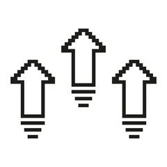 Aufkleber - Upward Arrows Pixelated Icon. Pixel Art Symbol of Growth and Progress. Development and Improvement. Upward Movement for Success and Advancement. Isolated Vector Illustration