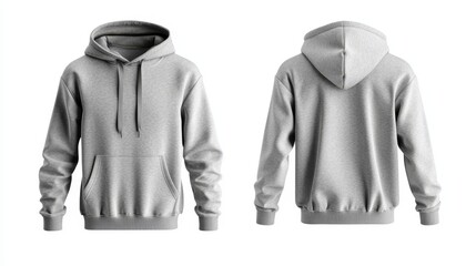 Gray hoodie mockup. Front and back hoodie template