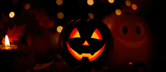 Sticker - glowing jack-o'-lantern with a toothy grin