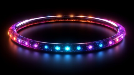 Poster - This abstract rendering shows curvy neon lines against a vibrant backdrop in ultraviolet hues. Ideal for advertising or marketing purposes