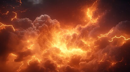 Aufkleber - Background of powerful electric lightning collision power, light blast, electricity thunder