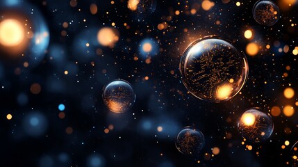 Fototapete - A close-up of a block of code blurred in bokeh
