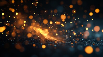 Poster - Sparks of fire on a black background. Abstract dark glitter fire particles. Fire embers isolated against a black background.