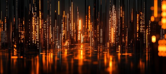 Poster - This futuristic network data concept is suitable for presentations or software interface visualization in a cybernetic space.