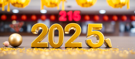 Canvas Print - golden numerals representing the year 2025