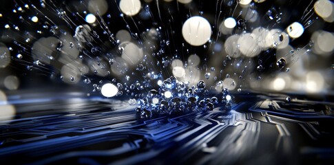 Poster - Concept: digital data transfer, light pulses, racing circuits, visualizing technology