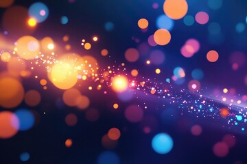 Poster - Vibrant abstract background with colorful bokeh lights and sparkling particles, creating a magical and festive atmosphere.