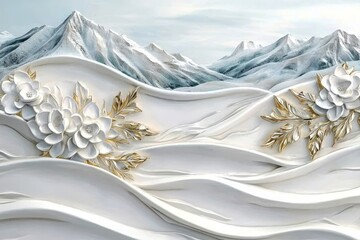 Poster - Caucasus mountains covered in snow. Perfect for snow sports. Mount Shtavler is one of the best places to be in winter.