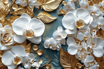 Wall Mural - Background with artificial flowers in a vintage style