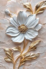 Aufkleber - A beautiful and delicate chamomile flower on a pink background