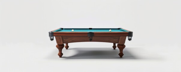 Billiard table on white background, 4K hyperrealistic photo