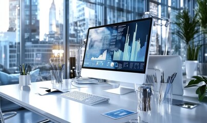 Aufkleber - The financial planning accounting report of the computer office