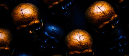 Poster - dark golden skulls