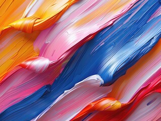 Poster - Vibrant abstract texture featuring colorful strokes of paint, creating a dynamic and engaging visual experience.