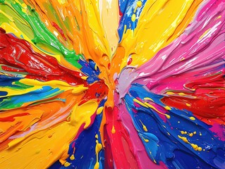 Poster - Vibrant and colorful paint swirl creating an abstract explosion of colors, perfect for artistic and creative themes.