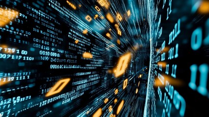 Poster - Detailed view of a computer screen with hexadecimal codes, internet, big data, software development (3D render).