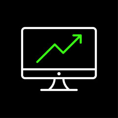 Fototapete - portfolio chart on monitor screen, data analytics, online trading and investment concept icon in lin