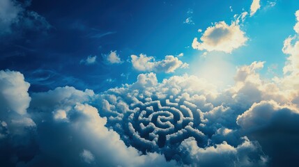 Poster - Cloud maze against a bright blue sky
