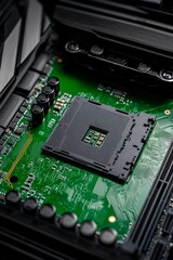 Poster - A close-up of a computer microprocessor. Background of computer technology