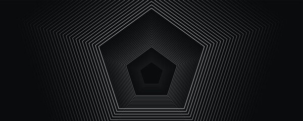 Abstract dark background with pentagon shape lines. Color gradient pentagon line abstract background element design