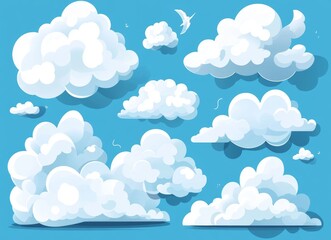 Poster - Modern illustration of a cloud symbol or logo. Set of different clouds.