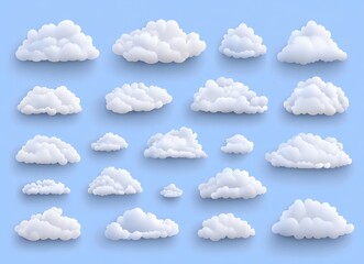 Modern illustration of cloud symbol or logo. Different clouds set.