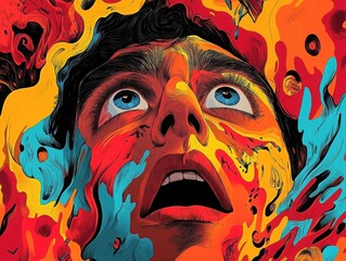 Surreal Fusion of Human Faces in Bold Colors