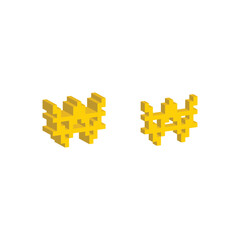 Poster - Isometric 3d pixel South Korean Won icon pixel art money sign for 8 bit game
