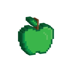 Poster - Isometric 3d pixel apple icon vector pixel element for game 8 bit