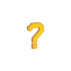 Poster - Isometric 3d pixel question tag icon vector sign for 8 bit game