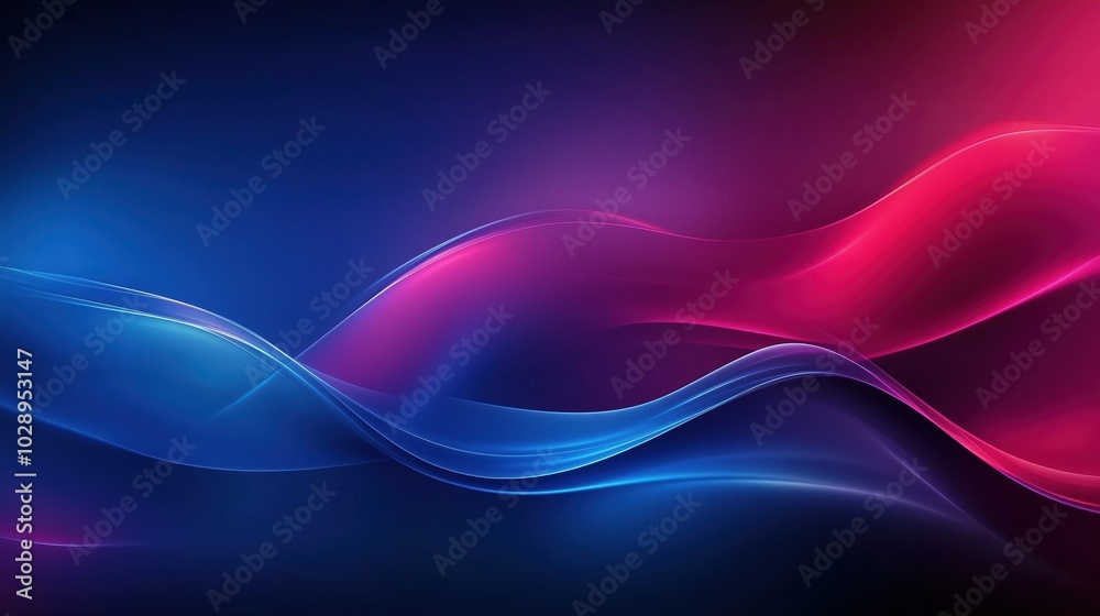 Blue and red gradient abstract background with glowing waves and light ...