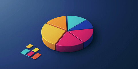 Leinwandbilder - Colorful pie chart showing market share with legend on blue background
