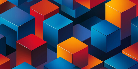 Poster - Abstract background with colorful cubes creating geometric pattern