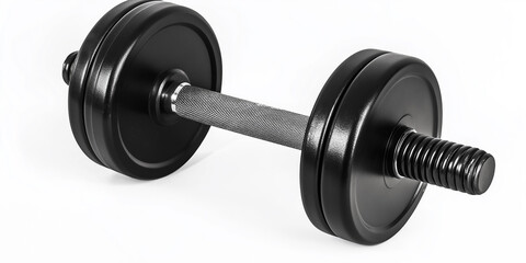 Black dumbbell isolated on white background for fitness training