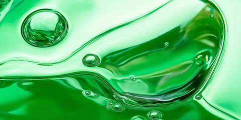 Poster - Abstract green liquid is bubbling and flowing with air bubbles