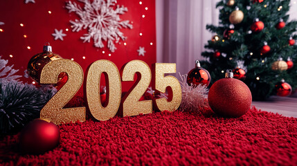 Happy New Year background and numbers 2025 year