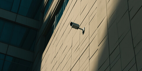 Aufkleber - Security camera watching over modern office building facade